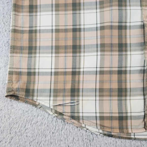 Carhartt Shirt Mens Large Brown Green Plaid Short Sleeve Button Down Workwear - Picture 8 of 16